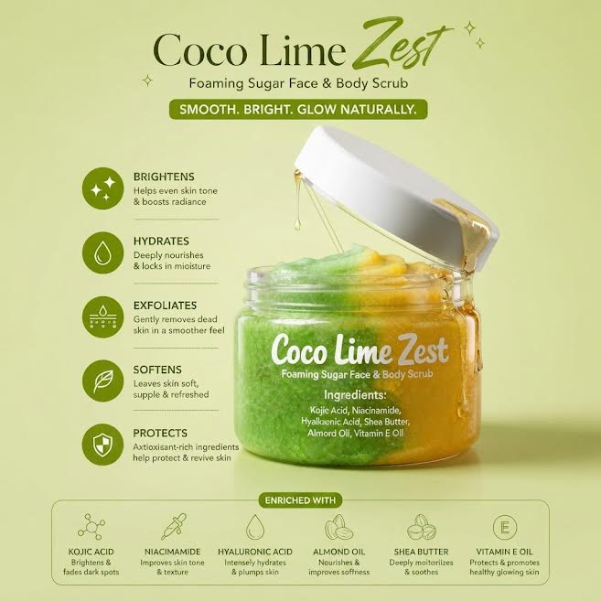 coco lime zest sugar scrub by asian glow